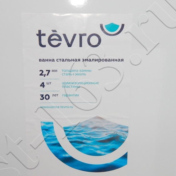 Ванна стальная Tevro прямоугольная с ножками (с шумоизоляцией) 150*70см