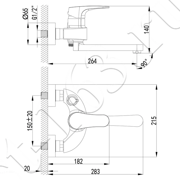 Смеситель Lemark Shift LM4314C для ванны