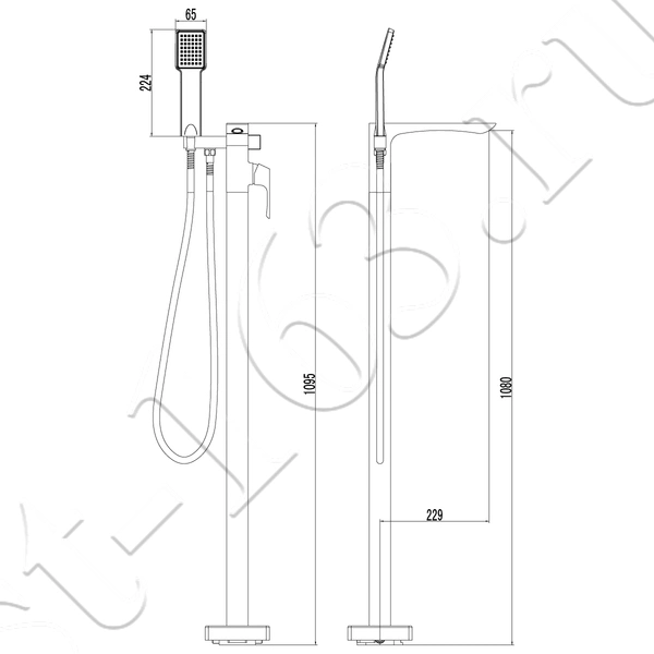 Смеситель Lemark Unit LM4544C для ванны, напольный