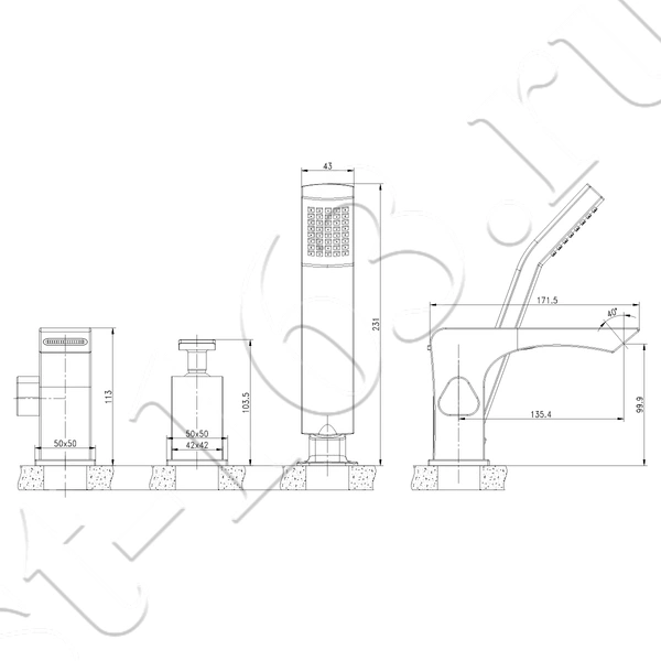 Смеситель Lemark Contest LM5845CW на борт ванны
