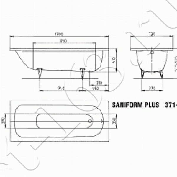 Ванна сталь 170х73 Kaldewei Saniform Plus 112900013001 mod. 371-1 easy-clean 3.5мм сталь-эмаль прямоугольная ножки отдельно