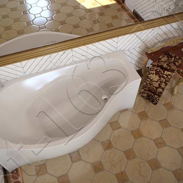 Ванна иск. мрамор 170х94 AquaStone Корсика KORSIKA R асимметричная (правая) с ножками без панели