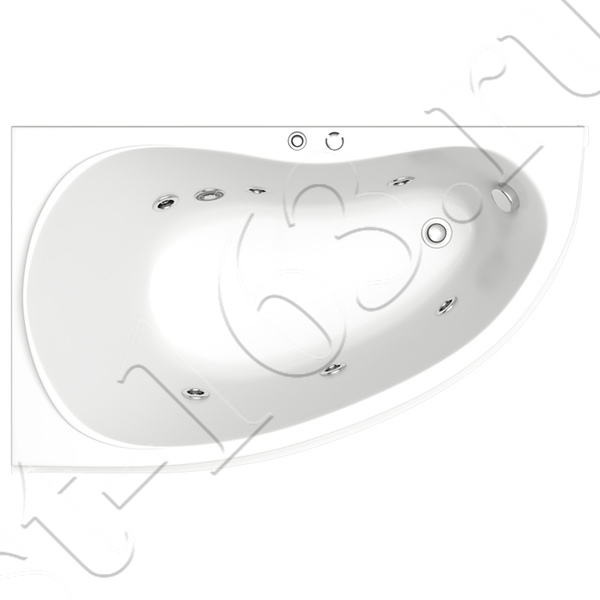 Ванна акрил 150х90 BAS Алегра ВГ00002 асимметричная (левая) на каркасе без панели со слив-переливом гидромассаж