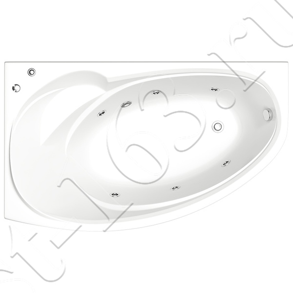 Ванна акрил 150х88 BAS Фэнтази ВГ00254 асимметричная (левая) на каркасе без панели со слив-переливом гидромассаж