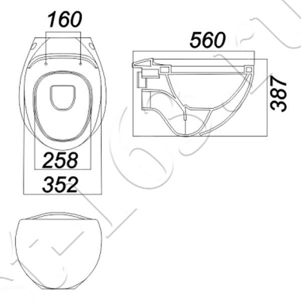 Унитаз подвесной SANITA LUXE Ringo с гигиеническим покрытием сид.дюропласт микролифт SL700101/RNGSLWH0104
