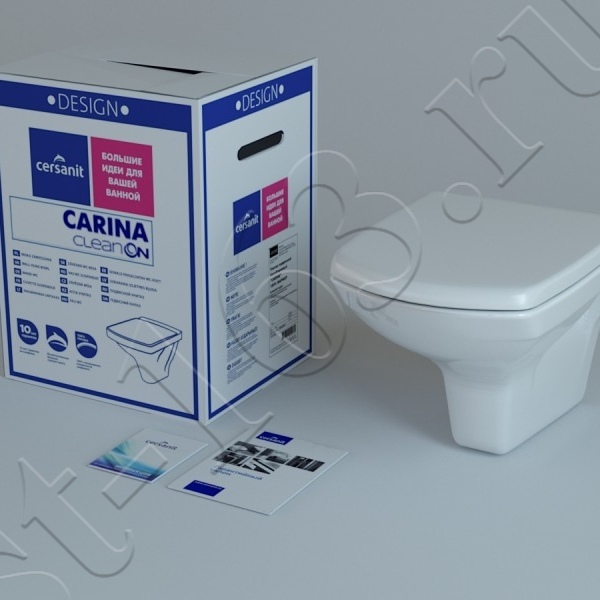 Унитаз подвесной Cersanit Carina New Clean On безободковый смыв сид.дюропласт микролифт MZ-CARINA-COn-DL